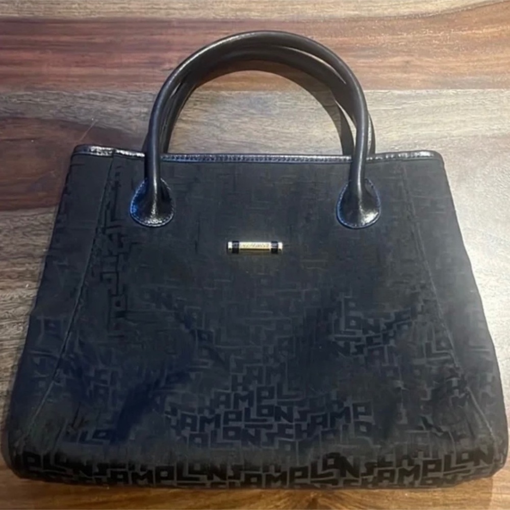 Longchamp Voyageuse Logo Canvas Tote Black - EUC